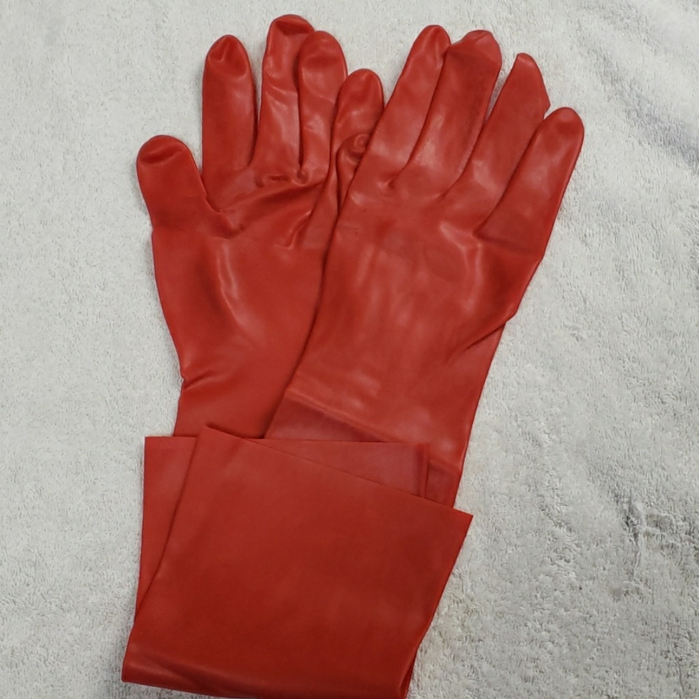 Latex Elbow Gloves, Red